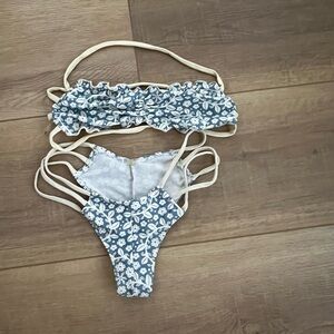 Montce blue floral bikini gently used.